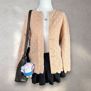 Vintage Sweater Bee Cardigan Women's M Casual Knit Granny Cottagecore Old Money